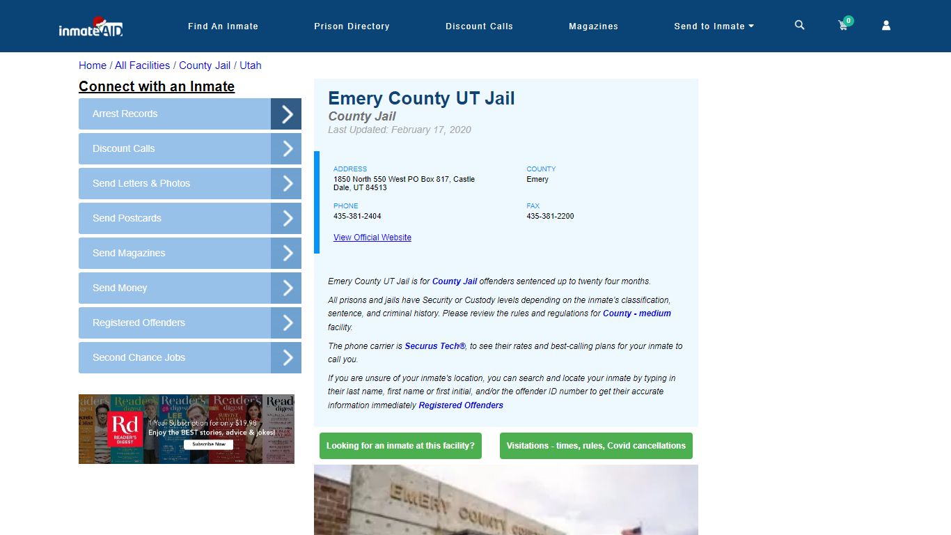 Emery County UT Jail - Inmate Locator - Castle Dale, UT
